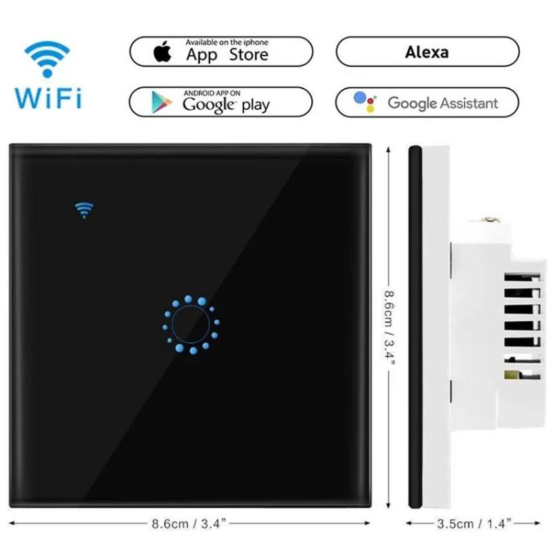 1/2/3 Gang Wi-Fi Touch Switch Wall Light Panel Wireless Intelligence Timing&Remote Control APP Work with Alexa Google Home