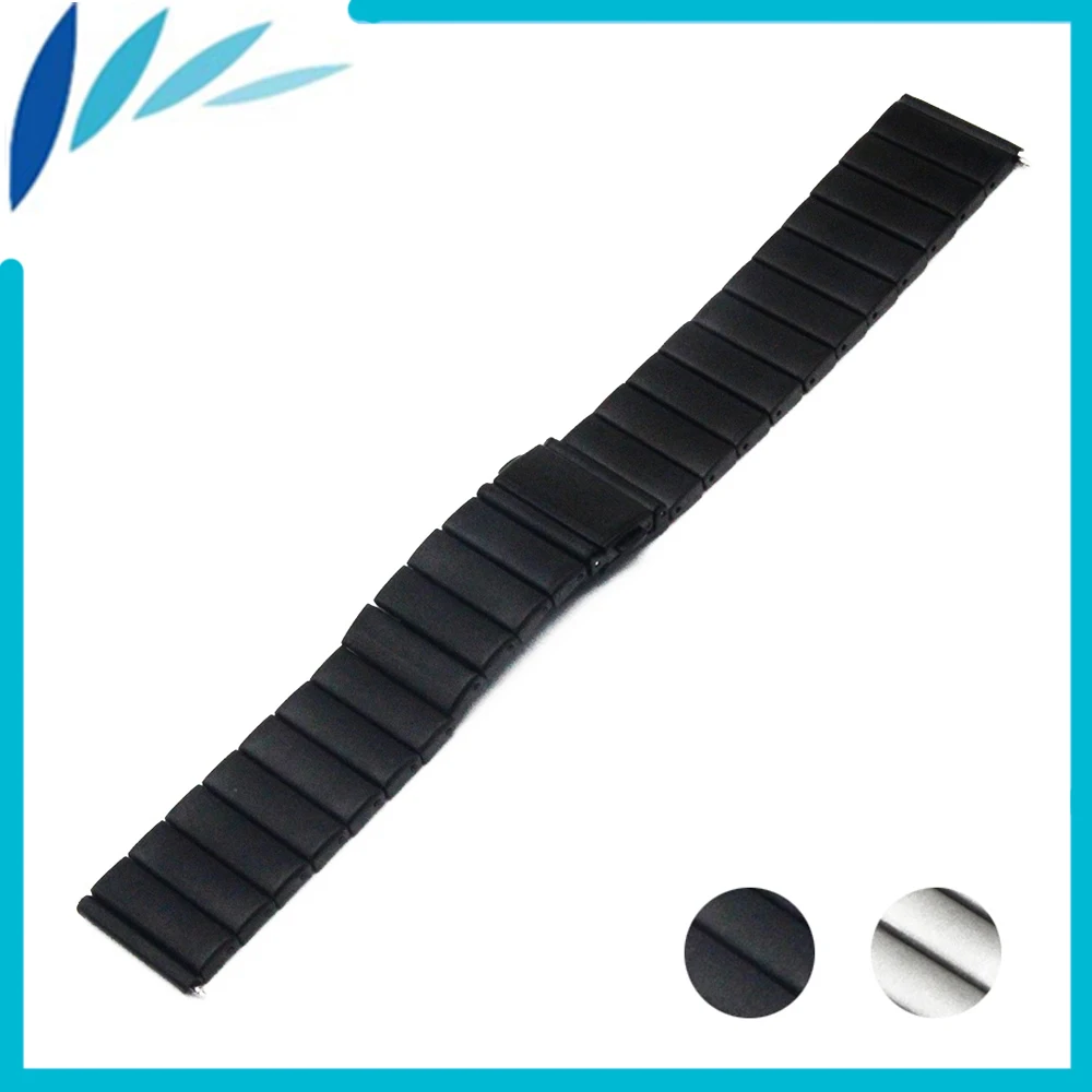 

Stainless Steel Watch Band 22mm for Moto 360 2 46mm 2015 Folding Clasp Strap Loop Wrist Belt Bracelet Black Silver + Spring Bar