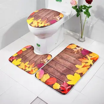 

3pcs/set Bathroom Set Toilet Seat Cover Water Absorption Mat Toilet Seat Cover Non-Slip Bath Pad Bathroom Rug Home Decorations