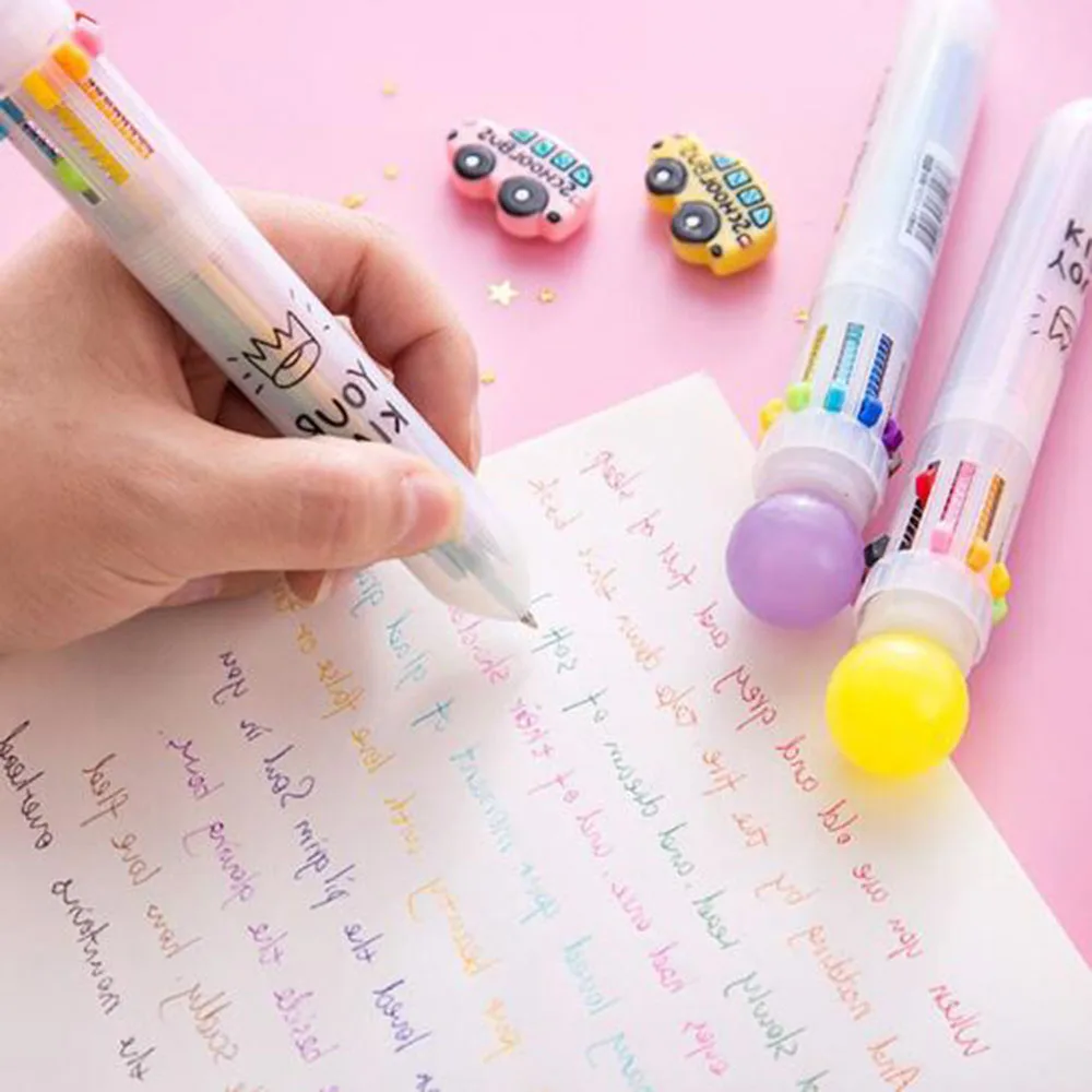 Limitshops Kawaii многоцветная шариковая ручка многофункциональная 10 в 1 конфетный цвет пресс шариковая ручка Креативные Школьные принадлежности Ручки корейские
