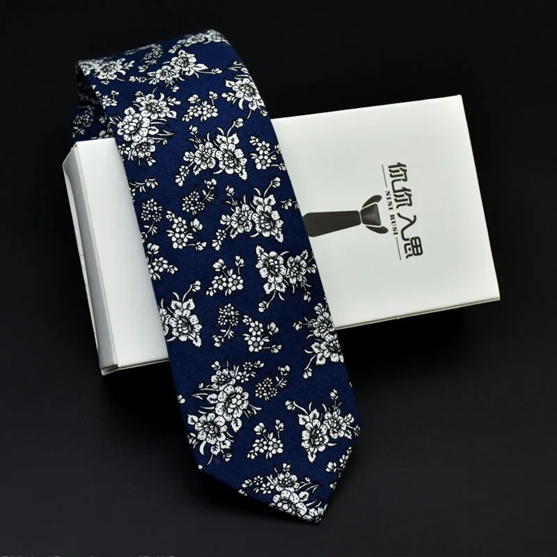 Фабричный хлопок 6 см Классические мужские обтягивающие галстуки цветочный