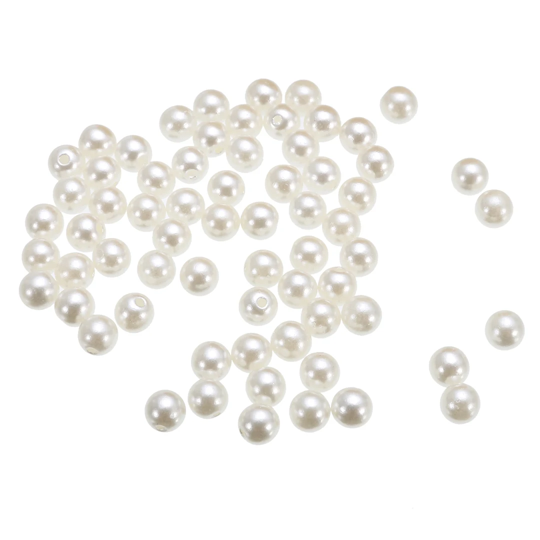 100pcs 6mm Round White Pearls Rivets Studs Pearl Spikes for DIY Leather Bag Shoes Clothes Decoration