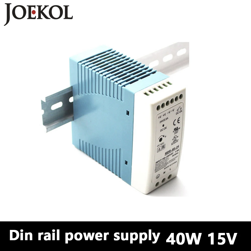 

MDR-40 Din Rail Power Supply 40W 15V 2.6A,Switching Power Supply AC 110v/220v Transformer To DC 15v,ac dc converter