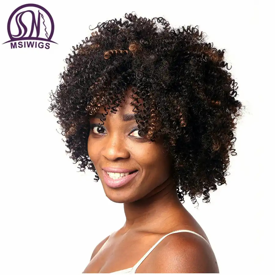 Msiwigs Peluca Rizada Afro Cabello Corto Ombre Pelucas Sinteticas Marrones Para Mujeres Negras Cabello De Corte De Pelo Femenino Afro Americano Pelucas Para Mujeres Negras Wig Shortpelucas Para Los Negros Aliexpress