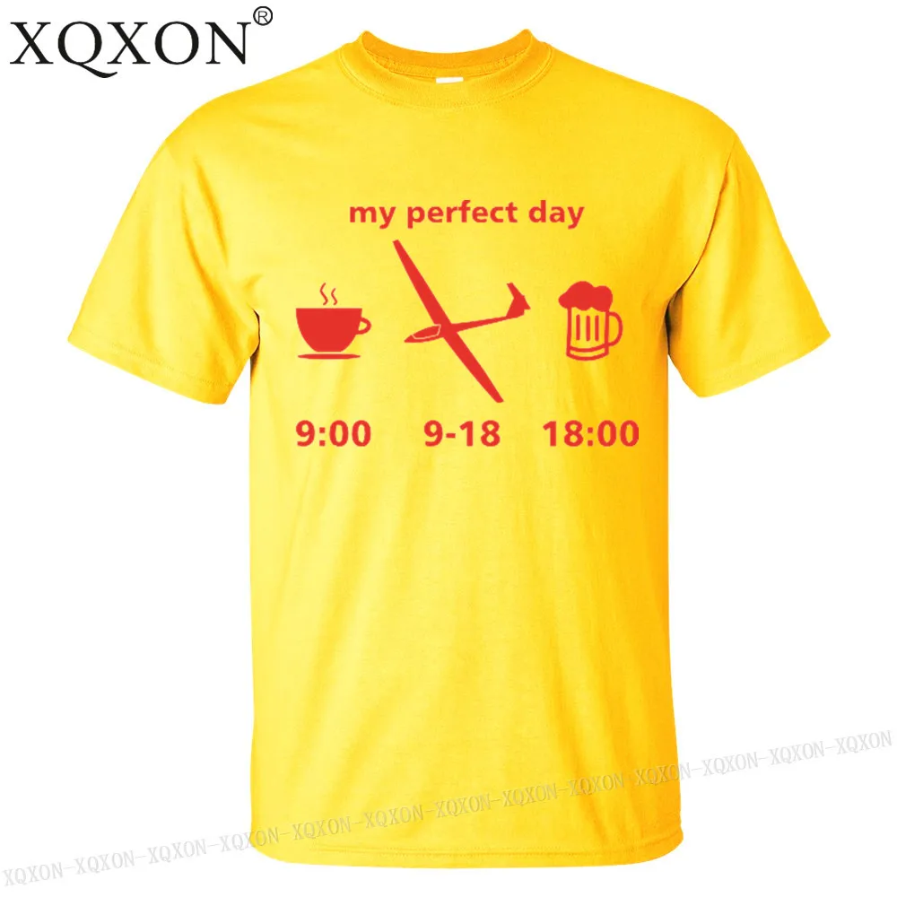 XQXON-my perfect day скользя Для мужчин футболка хорошего качества хлопок Летние Короткие рукава человек футболка; Топы K113 - Цвет: Yellow