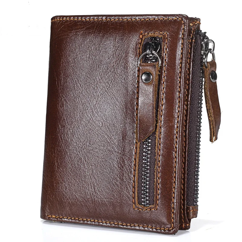 

2018 Mens Wallet Leather Genuine Fashion Short Bifold Mini Wallet Men Casual Men Wallets with Coin Pocket Purses Male Walle