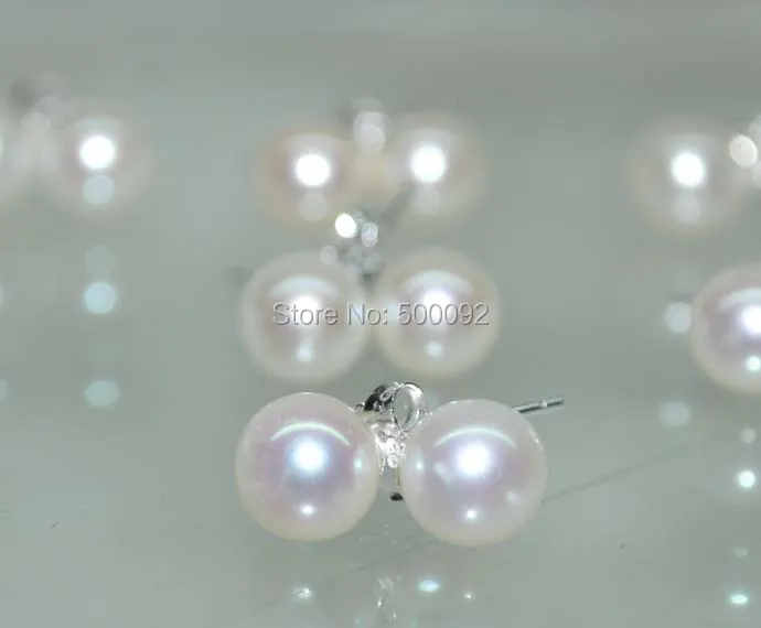 

AAA 6mm round Freshwater Pearl stud Earring 925 silver