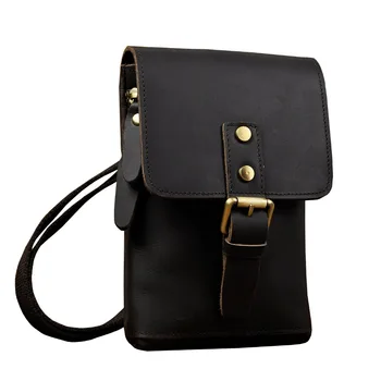 

Fashion Mens Leather Multifunction Messenger Mochila Bag Designer Cigarette Case Travel Pouch Hook Belt Waist Bag Pack 611-15