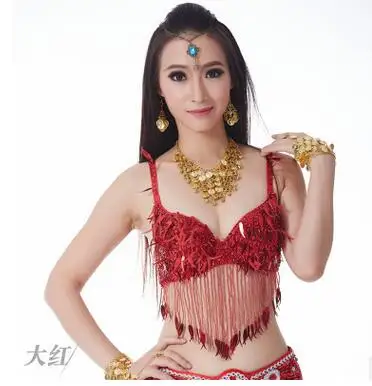 

1pcs/lot free shipping woman sexy sequined bra lady belly dancing tassel bra Clubwear Stage Show Costumes free size
