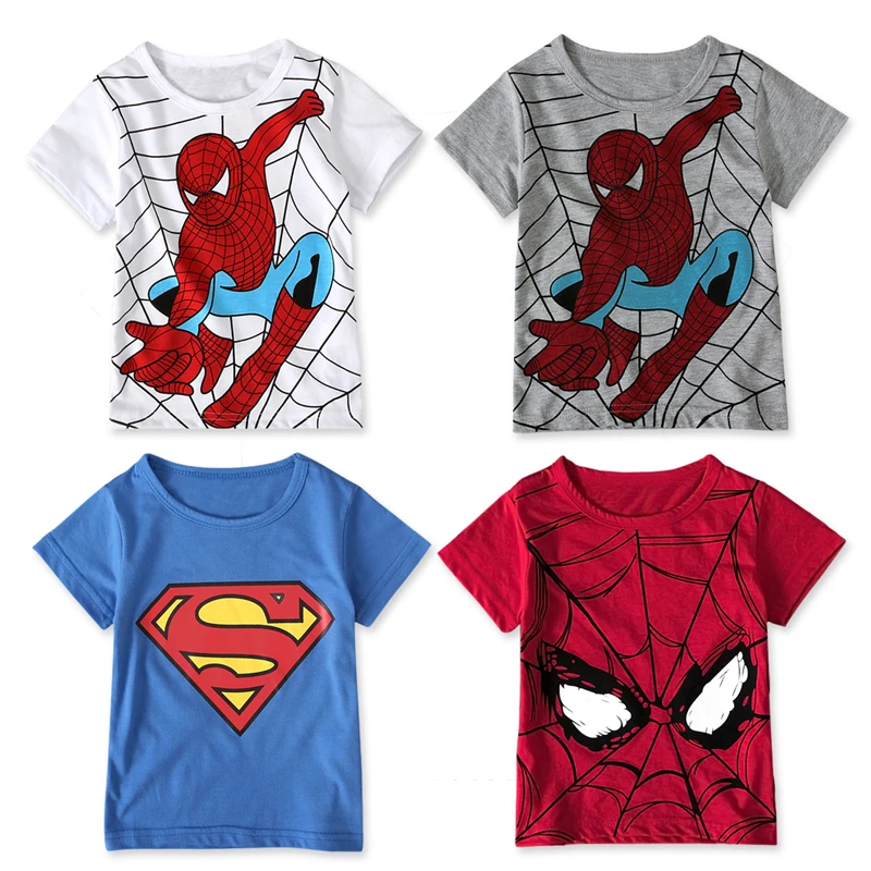 

2019 New Boys Superman T-Shirt Short Sleecve Children Tees Tops Gray&Red&White New Cotton Toddler Infant Kids Clothes Wholesale