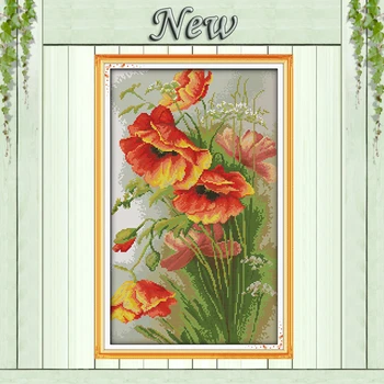 

Beautiful flower Poppy,11CT Pattern on the canvas DMC 14CT Cross Stitch kits,needlework embroidery for Set,DIY Crafts Home Decor