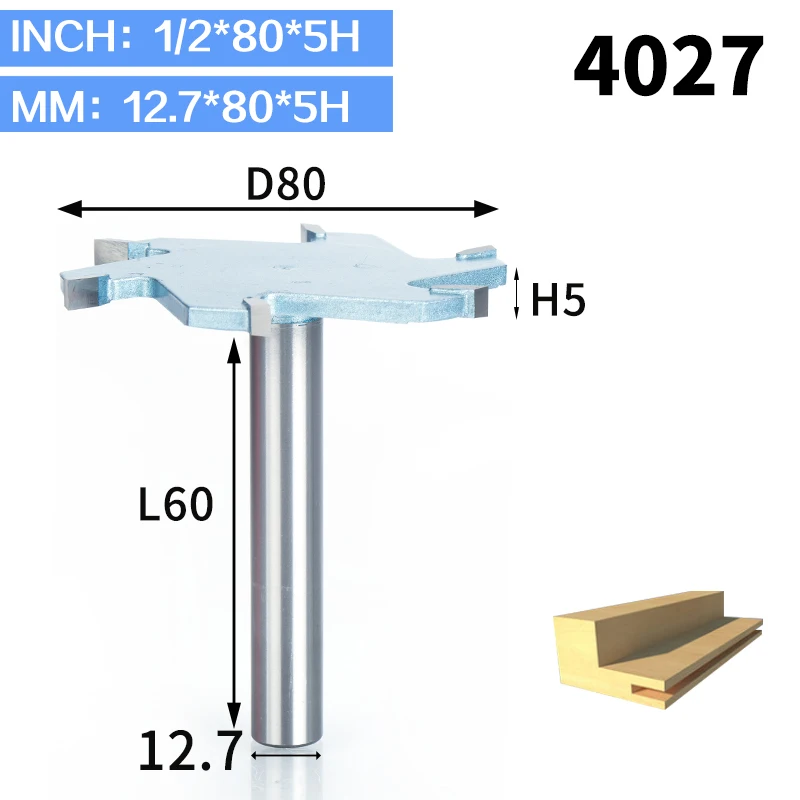 HUHAO 1 шт. 1/" хвостовик Т-образный долбежный деревообрабатывающий резак промышленного класса 6 флейт фрезы для дерева Инструмент Фреза - Длина режущей кромки: 4028