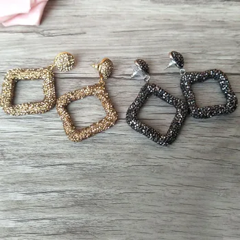 

4 Pairs Handmade Pave Crystal Zircon Jewelry square Shape Dangle Earrings, Fashion Jewelry For Women Earrings ER332