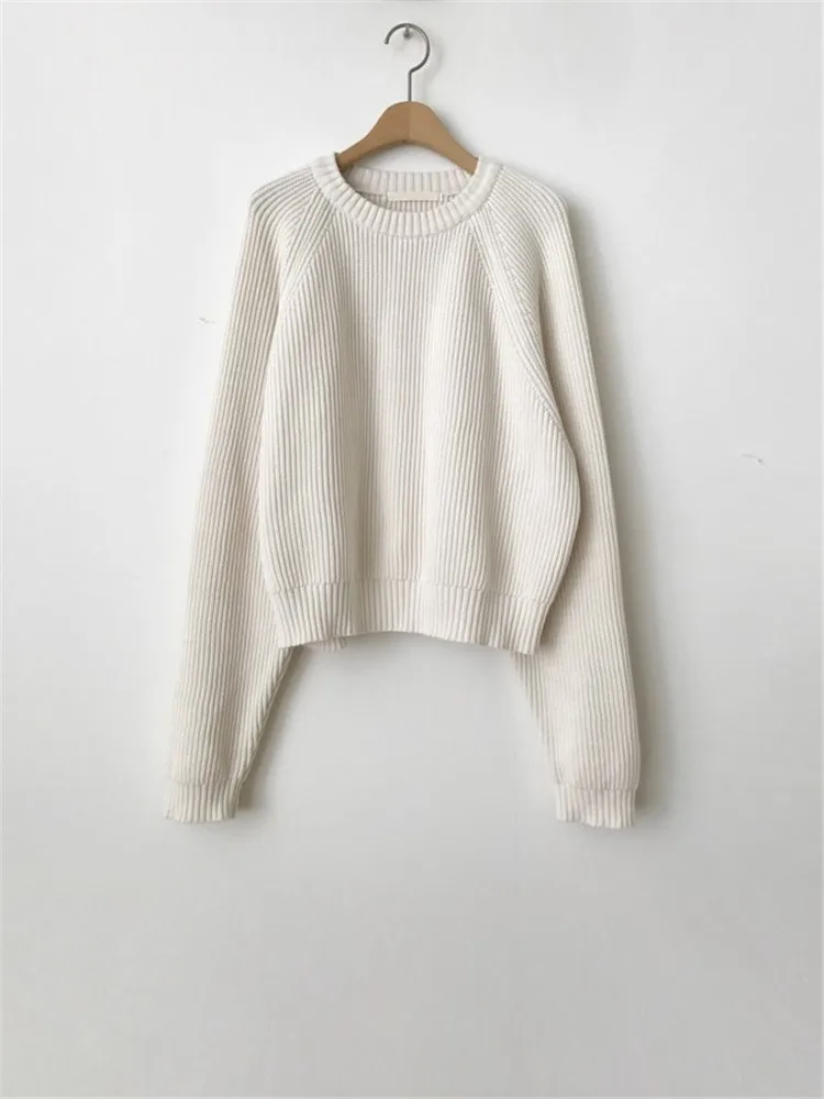 Colorfaith женские Свитера Осень Зима пуловер вязаный круглый вырез минималистичный Повседневный однотонный длинный рукав Свободные топы SW7197