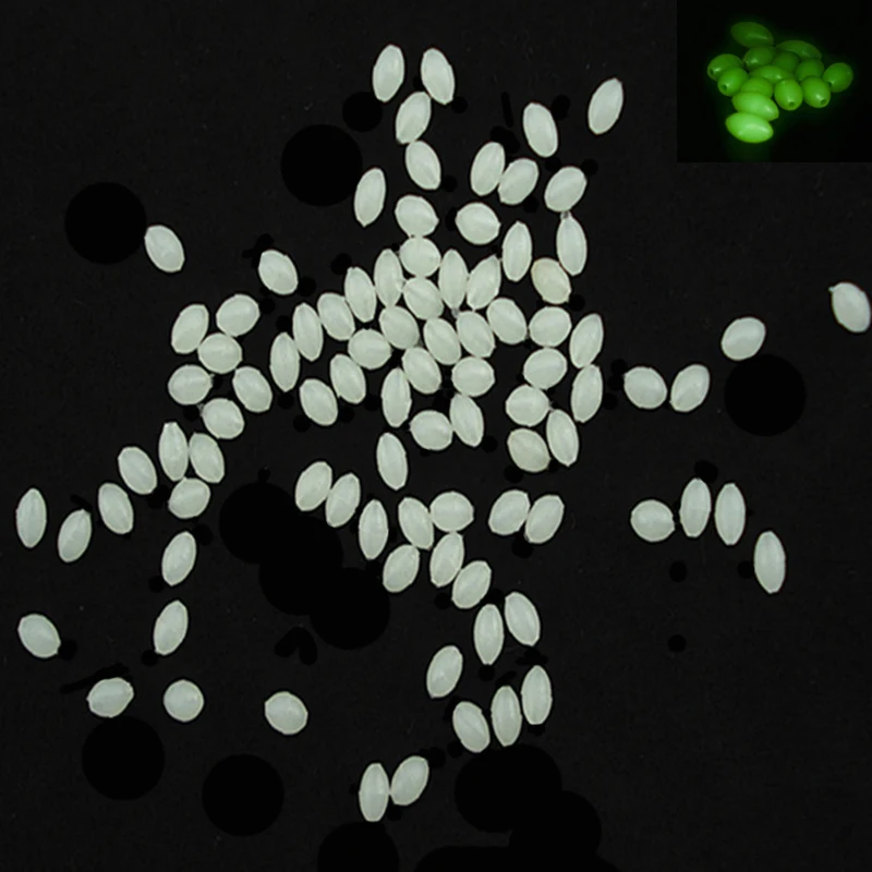 

Simpleyi 100pcs/lot Fishing Beads Oval Shape Sea Luminous Soft Fishing Rig Lure Floating Float Terminal Tackle