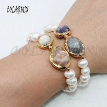 5 шт., жемчужные браслеты, браслеты из бисера, многослойные камни,, ювелирные изделия, каменные браслеты, модные ювелирные изделия для женщин 5006