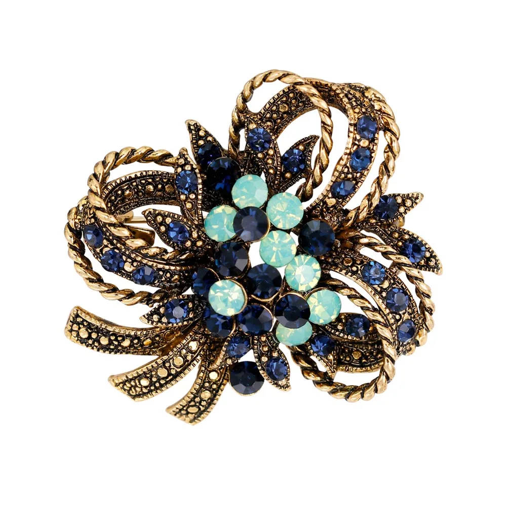 Fashion Elegant Waterdrop Zirconia Brooches Crystal Flowers Brooch For