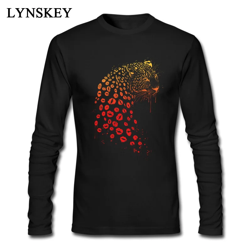 Round Collar Pure Cotton Mens T-shirts Printed On Long Sleeve Tops T Shirt Coupons Normal Tee-Shirt Kiss me Top Quality Kiss me black