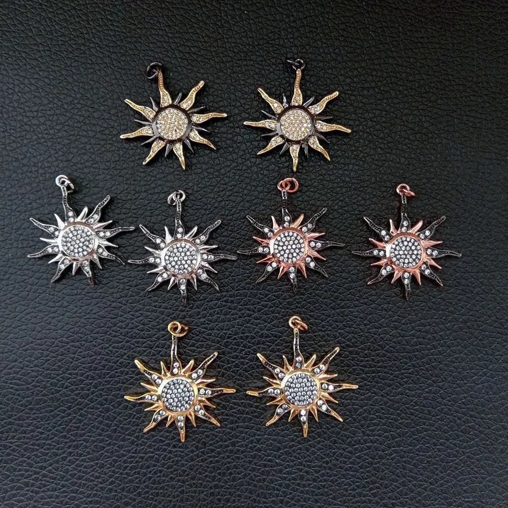 

CP095 1 pcs CZ Micro Pave Starburst Pendant Four Colors Pendant 30*31mm