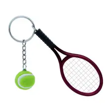 Mini Tennis Racket Keychain Key Ring Tennis Ball Key Chain Car Bag Pendant Keyring Gift (Dark Red) mini metal tennis racket handmade souvenir cute tenis racquet ball key chain key sports chain car bike keyring novelty gift l335