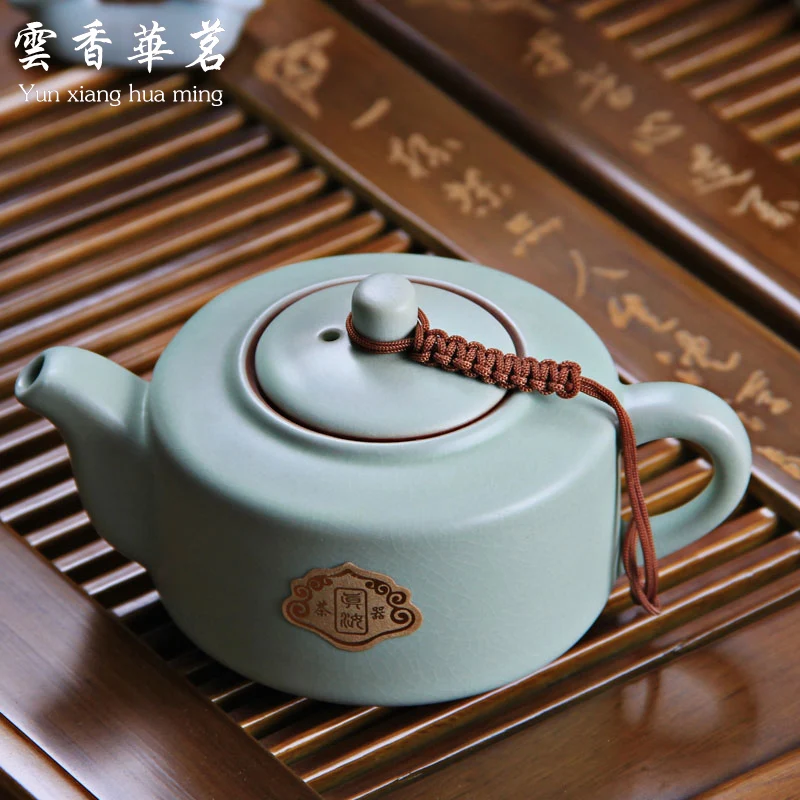 Kung Fu tea set of small household wood tray ceramic teapot cup set Ruyao