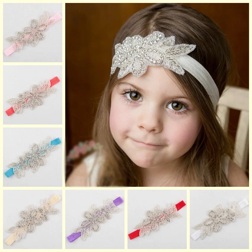 1PCS Retail Cute Kids Baby Girls headbands Rhinestone flowers with