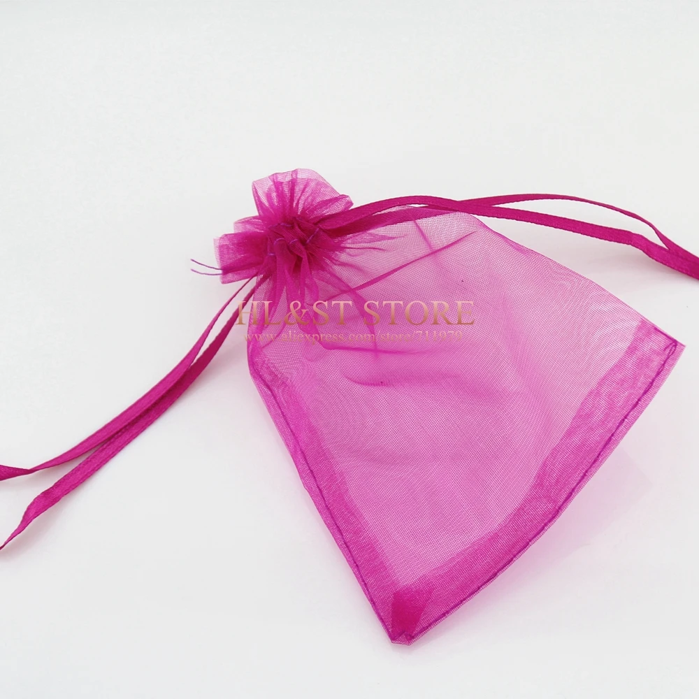 Фуксия Цвет 100 ШТ. Лот 20X30 СМ Органзы Мешок Drawstring Конфеты Ювелирные Сумки