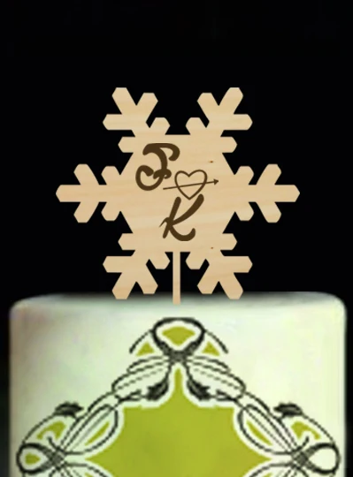 

Wedding Decoration Custom Cake Toppers Wood Rustic Snowflake Personalised Wedding Cake Toppers Anniversaire Initial Cake Toppers