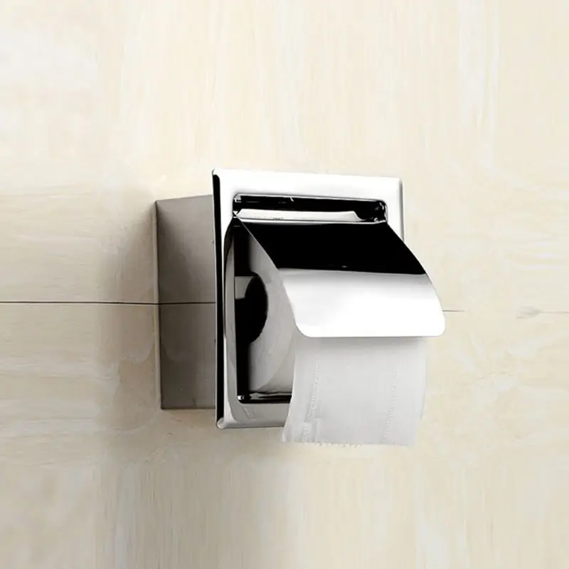 

Stainless Steel Bathroom In-Line Tissue Holder Toilet Built-In Tissue Box Reel Hotel Kitchen Bathroom Roll Tray
