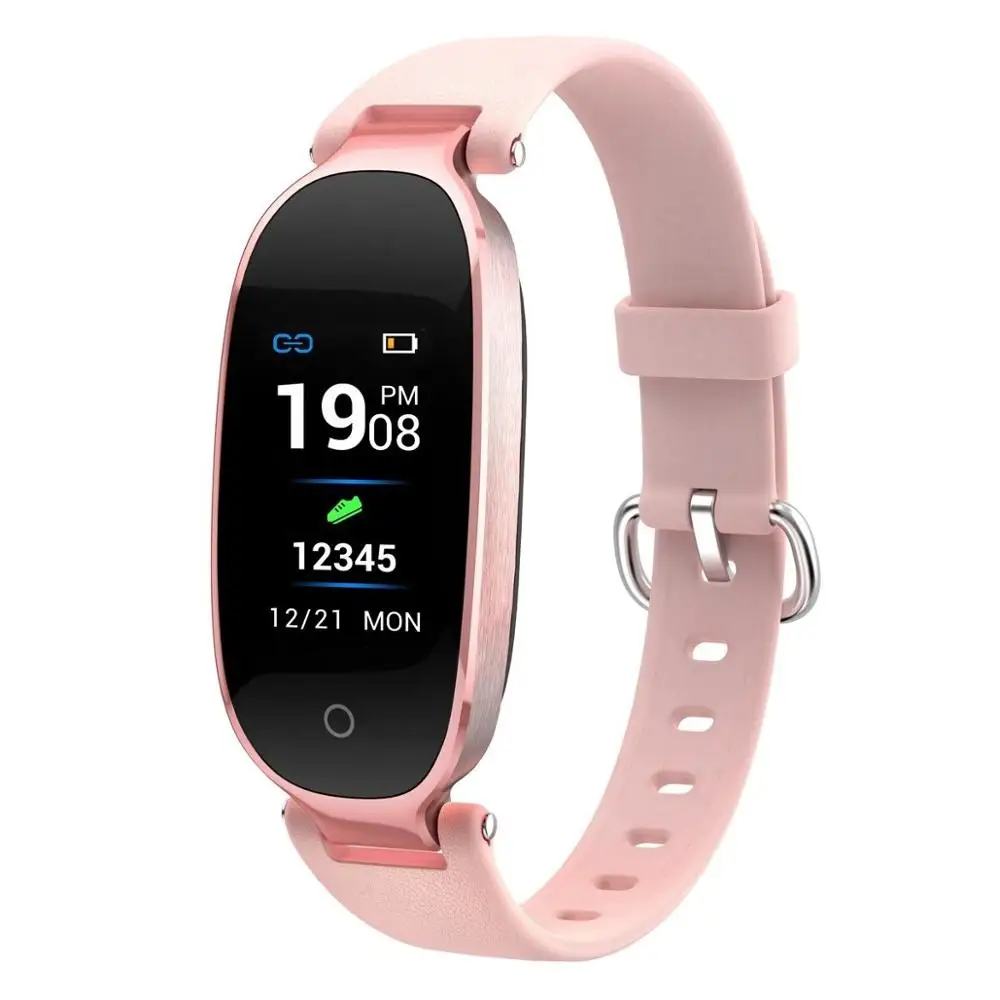 S3 цветной экран Умные Браслеты Женские часы фитнес водонепроницаемый браслет монитор сердечного ритма стильные женские часы для IOS Android - Цвет: Rose Gold
