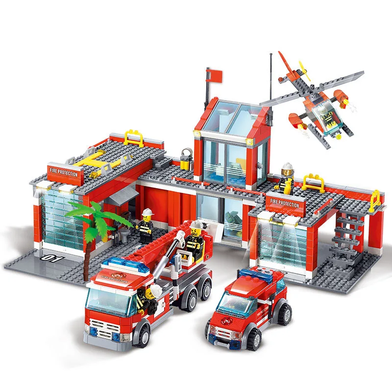 

qunlong 8051 city Fire Station Model Building Blocks 774pcs Educational Toys For Children Compatible with legoe city Firefighter