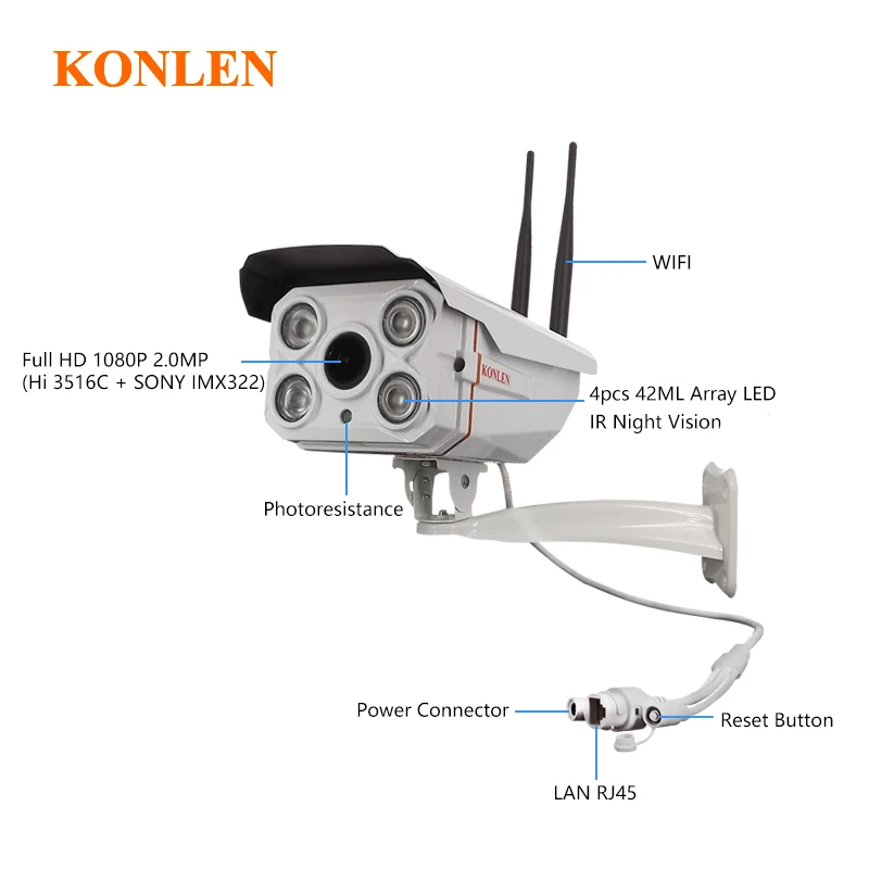 Камера видеонаблюдения Camhi 1080P Zoom IP водонепроницаемая Wi Fi 5X оптическая 2 МП Full HD