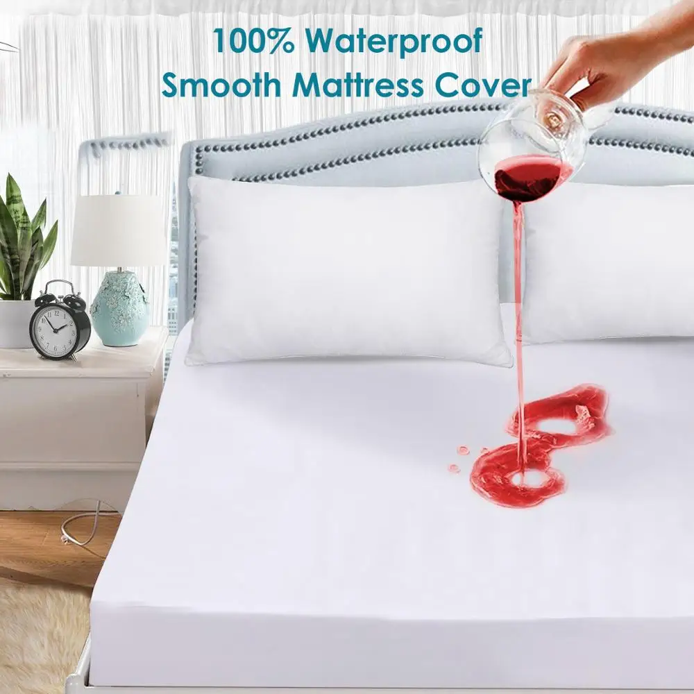 160X200cm Tilam kalis air licin untuk Peti Spring Tilam Cover BedBug Bukti dan Hypoallergenic Dilengkapi Lembaran