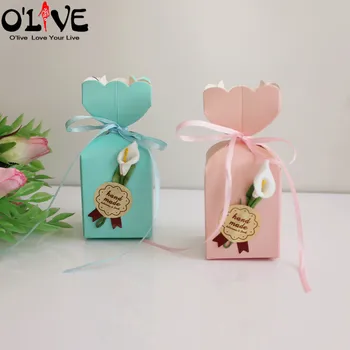 

50 Pcs Vase Shape Gift Box Candy Packaging Calla Baby Shower Boy Girl Party Favors Boxes Wedding Bonbonniere Birthday Decoration
