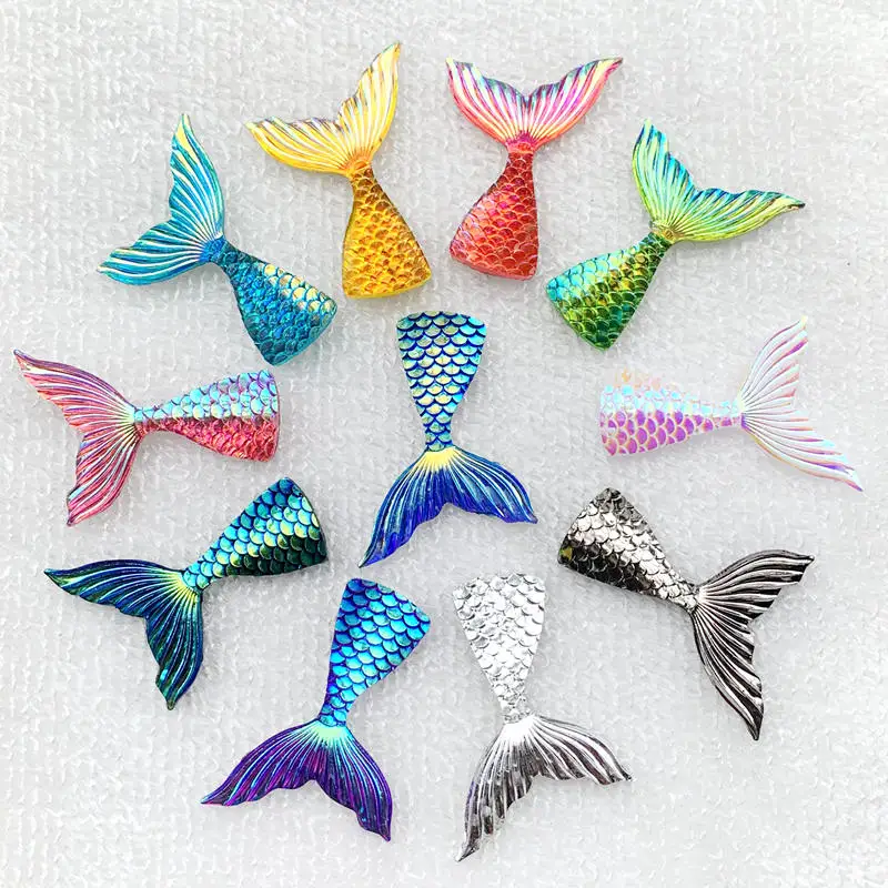 

DIY 10pcs/lot 28*39mm Jewelry accessories Mermaid Fish scales tail resin For wedding decoration crafts Jewelry find -E77