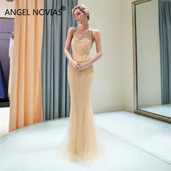 Ангел NOVIAS Длинные Русалка Кристаллы Abendkleid вечерние платья 2019