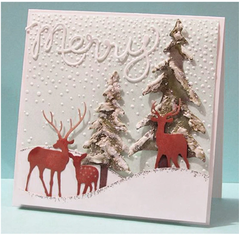 

Deer's Family Metal Cutting Dies Stencils for DIY Scrapbooking Silver DIY Paper Cards Craft Fun Decoration New2018 Christmas Die