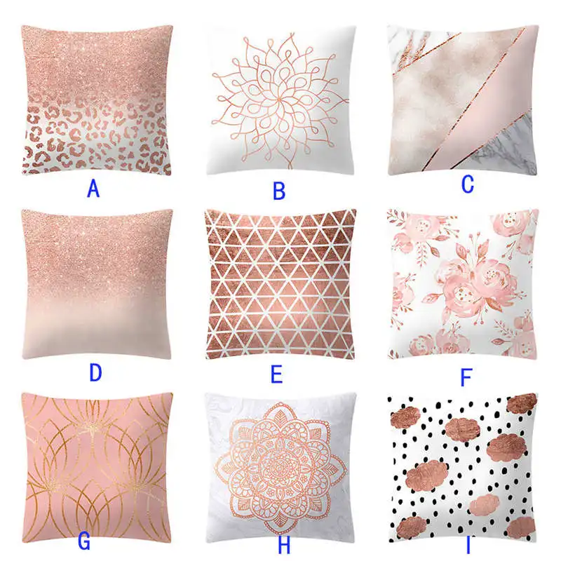 Rose Gold Pink Cushion Cover Square Pillowcase bed sofa Decoratio Art style pillow cover 4545 christmas home decor #3o11#f (10)