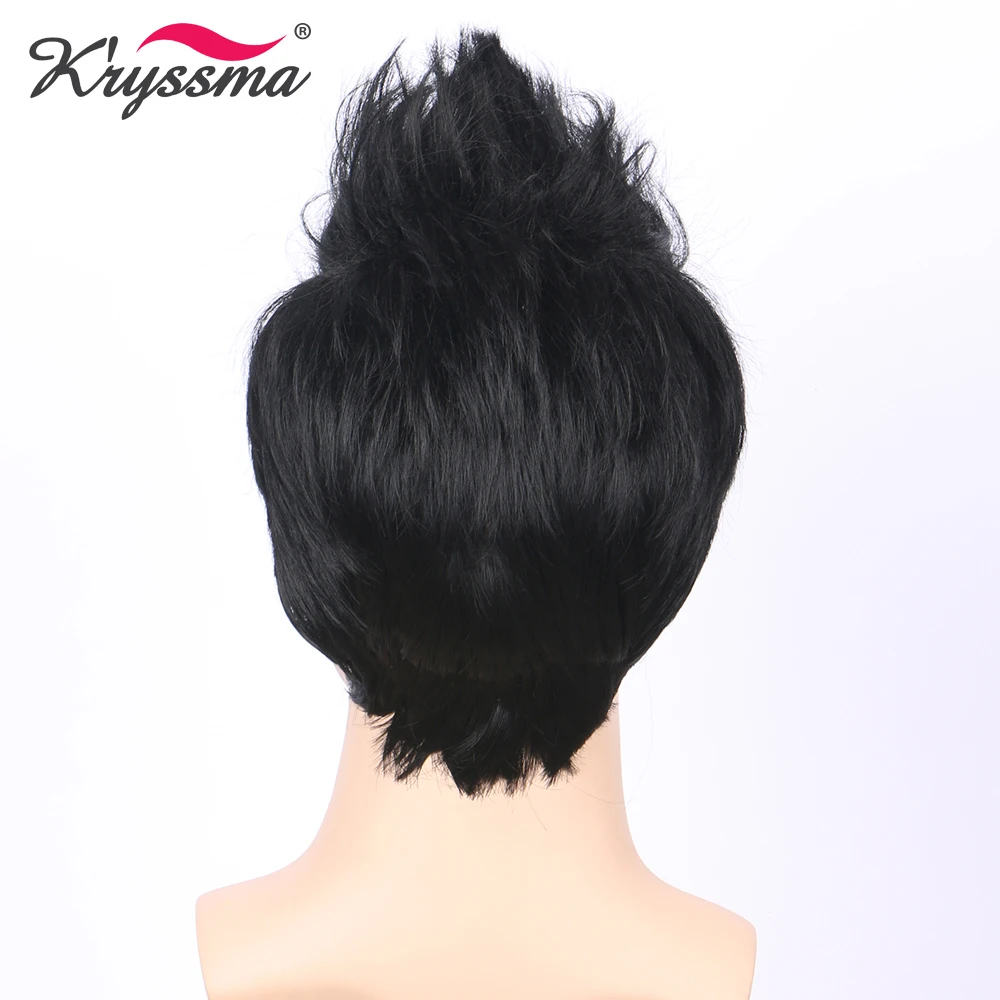 Synthetic Mens Wig Jet Black #1 Short Handsome Fake Hair Wigs for Men Middle East Gentleman Dew Forehead Heat Resistant Fiber