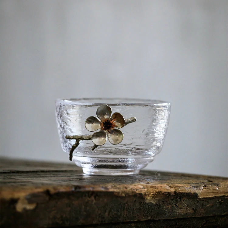 1 шт. маленькие 60-80 мл чайные чашки оловянный цветок Одиночная чайная чашка японский стеклянный чайный набор кунг-фу прозрачные питьевые стеклянные 12 видов стилей