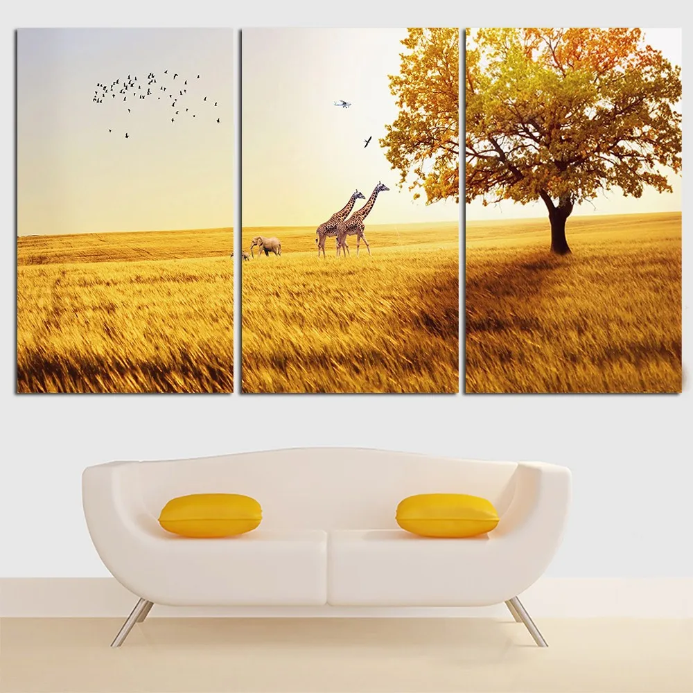 Deer-Canvas-Painting-Animal-Landscape-Yellow-Poster-and-Print-Home-Decor-Wall-Art-Oil-Picture-for