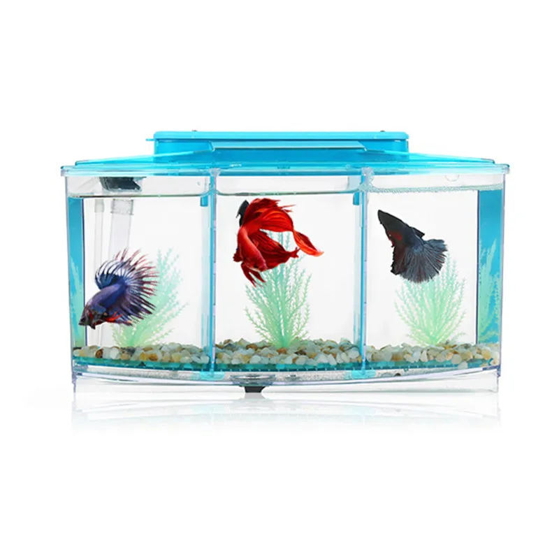 Acryl Drei Splits Aquarium Betta Fisch Schüssel Led Licht Aquarium