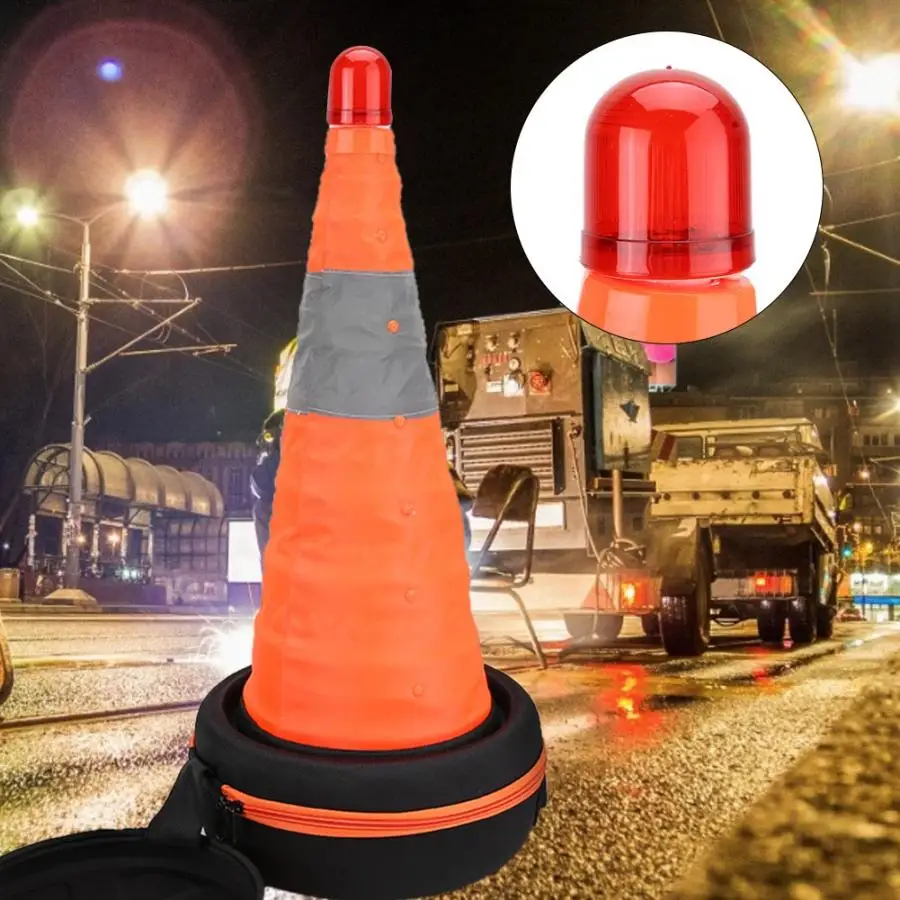 

Safety Emergency Square Traffic Warning Plastic Reflective Road Cone Tool Kit with a toolbox