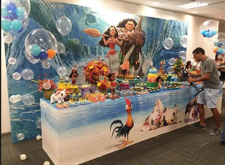 7x5ft الفينيل الكرتون Moana ماوي تصفح المحيط الهادئ البحر موجة مخصص استوديو الصور خلفية الأطفال خلفية S-2748