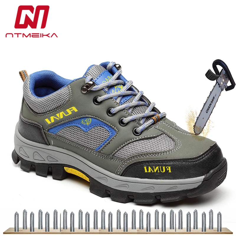 

Fashion Big Size Safety Work Shoes Men Lightweight Mesh Breathable Casual Sneakers Steel Toe Safety Boots Men Shoes MB-194
