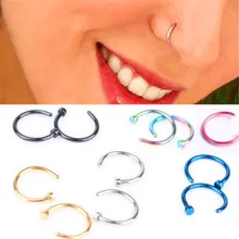 2pc lot Cute Fashion Fake Septum Medical Titanium Nose Ring Piercing Silver Gold Body Clip Hoop