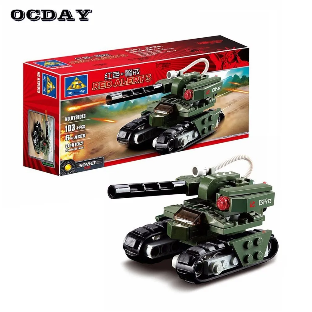 

OCDAY Building Block sets 103pcs Red Alert 3 Tank Soviet Military Tank Boy Toys Gifts Brinquedos Compatible Educational Bricks