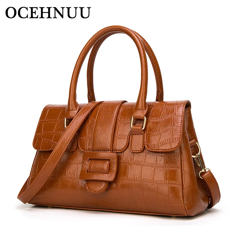 

OCEHNUU Fashion Solid Tote Bag PU Leather Female Handbags Designer Bolsos Mujer Shoulder Crossbody Bags For Women High Quality