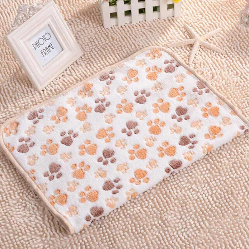 

3 Color Warm Coral Fleece Large Dog Mat Blanket Paw Print Cat Dogs Sleep Soft Bed Mats Blankets Not to take off the hair