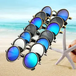 Ретро мода стимпанк Солнцезащитные очки Для мужчин Для женщин UV400 стеклами круглый на велосипеде открытый очки спортивные очки